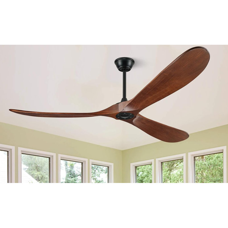 60"Walnut Wood Ceiling Fan Without Light , Red, 160 RPM, 60" Wide
