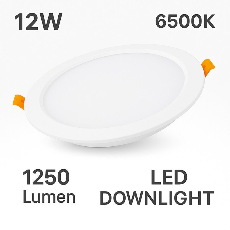 1pc 12W LED Downlight, 6500K, 1250 Lumen