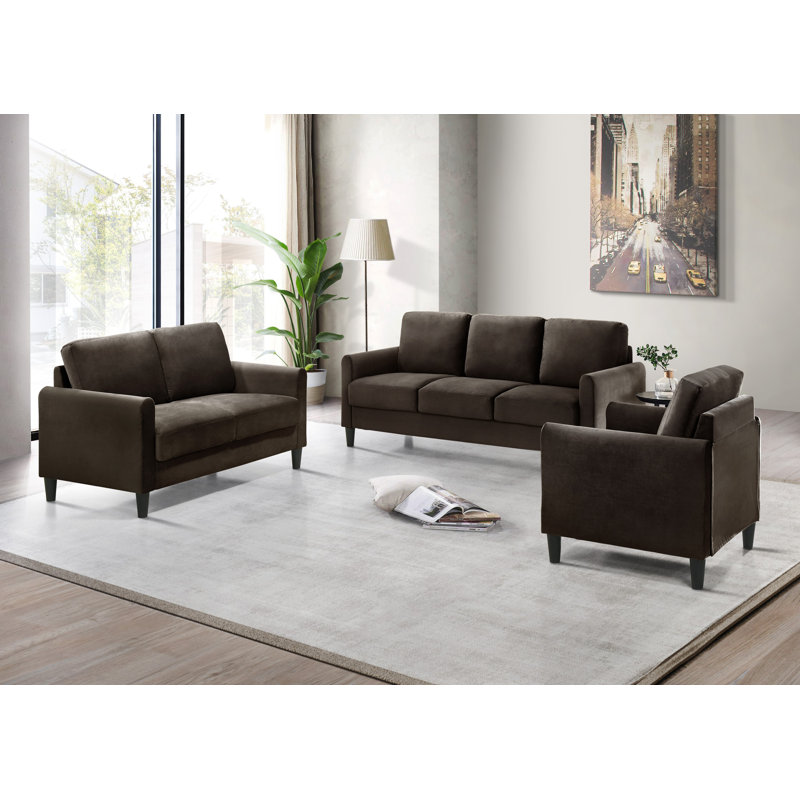 74.4'' Velvet Sofa, Brown Velvet