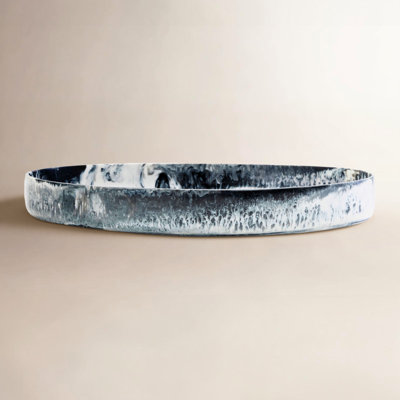Lucente Black and White Oval Serving Bowl