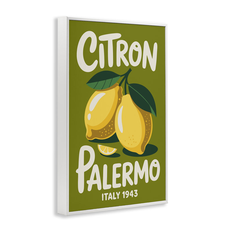 Citron Palermo Lemons, estampe numérique, design par Andreas Magnusson, H 24 po x l 16 po, Encadrement giclée blanc côtier