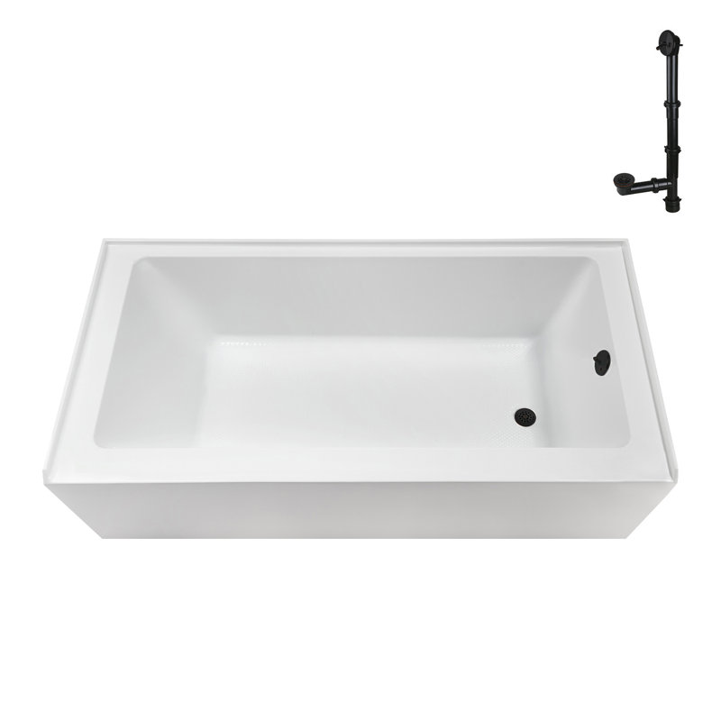 Streamline 66 in. x 32 in. Acrylic Right-Hand Drain Alcove Bathtub in Glossy White With External Drain