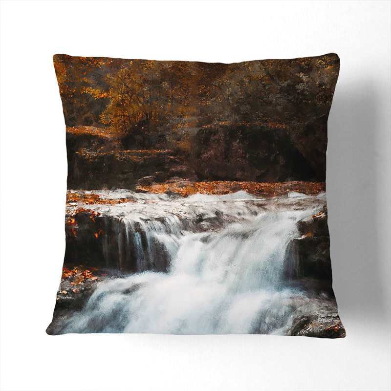 Forest Stream Vol.5 Painting Scatter Cushion, 40cm H x 40cm W x 15cm D, Black