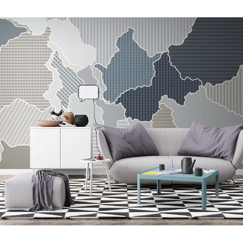 Colorful Continental Shaped Abstract Patterns Background Removable Wallpaper, 35.04" L x 55" W
