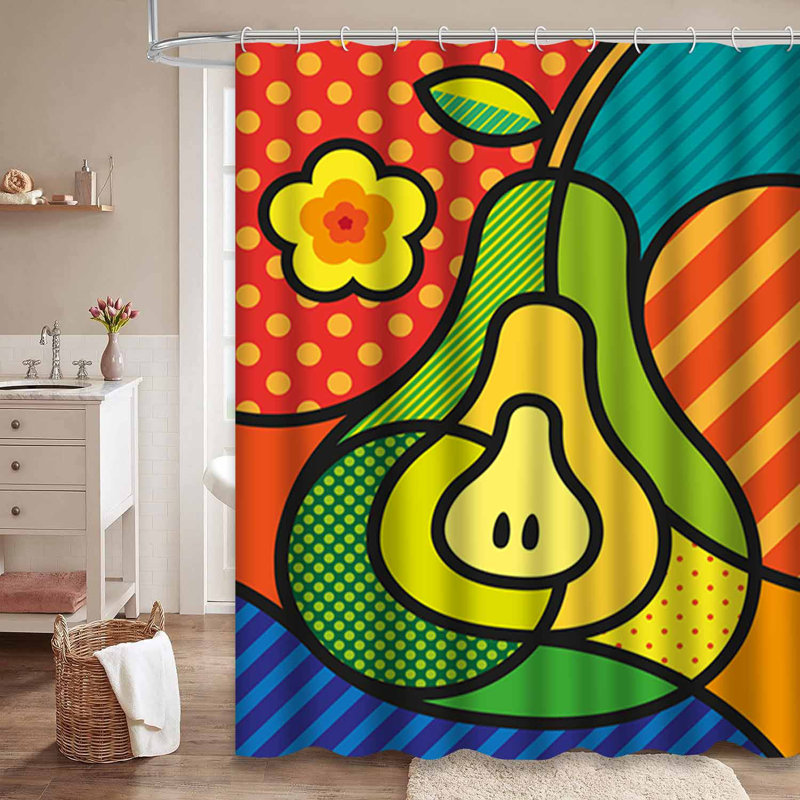 Rideau de douche avec 12 crochets Pop Art, L 72 po x l 84 po