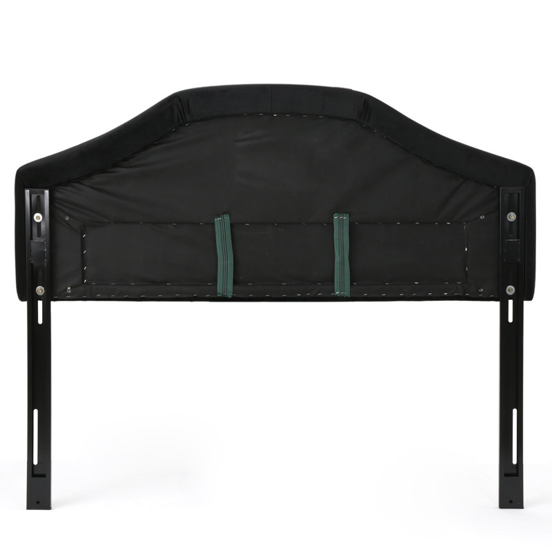 Contemporary Queen Sized Headboard In Black Velvet Finish With Button Tufting Style Elegant, Black