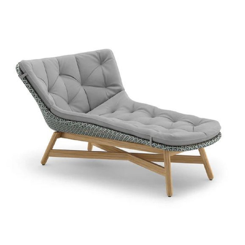 Mbrace Outdoor Teak Chaise Lounge, Baltic, Natura White