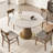 White&Walnut Round Sintered Stone Dining table-1137294857