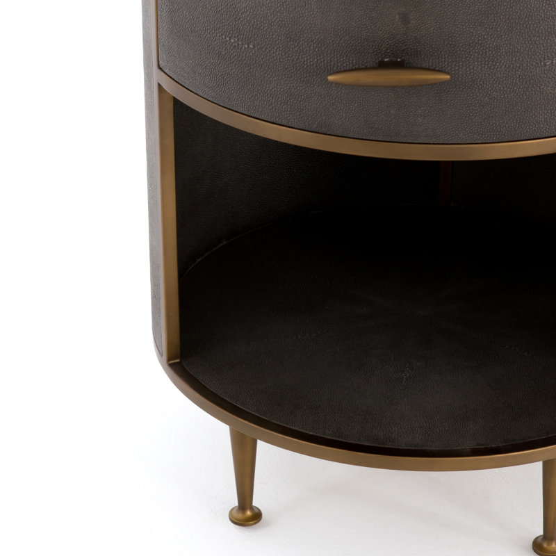 Shagreen 1 - Drawer Nightstand, Antique Brass