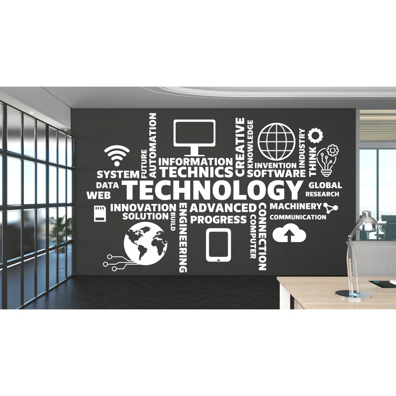 Décalcomanie d'art mural en vinyle technologie, autocollant de carte de circuit imprimé, décoration murale de bureau, autocollant mural de logiciel de gestion, ordinateur de bureau 388RS