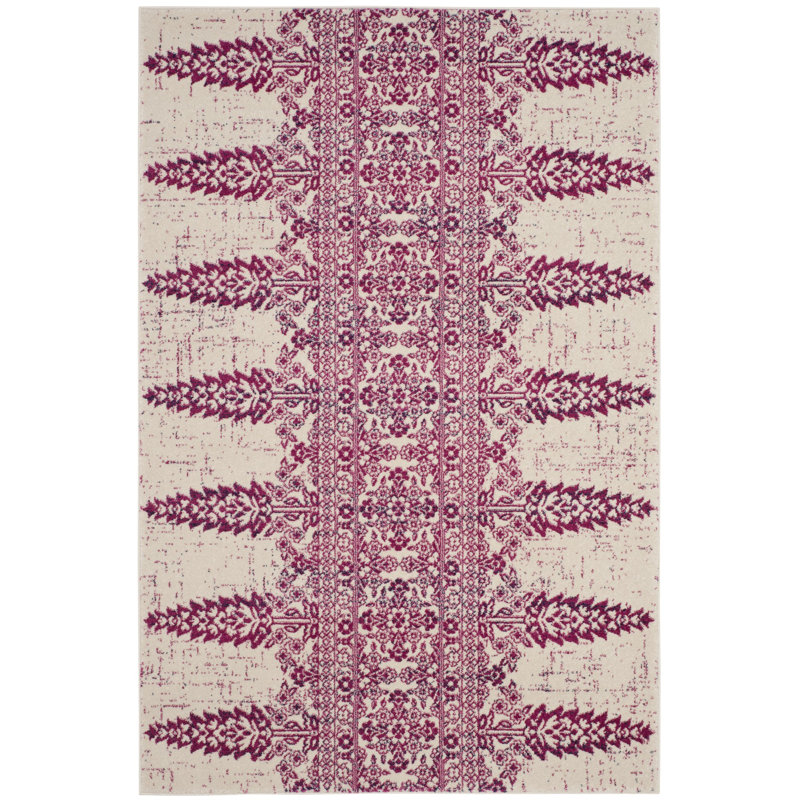 Tapis ivoire / fuchsia Annette, Rectangle 4 pi x 6 pi