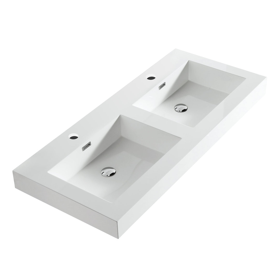 Dowell 48" Rectangular Drop-In Double Bathroom Sink with Overflow Dowell