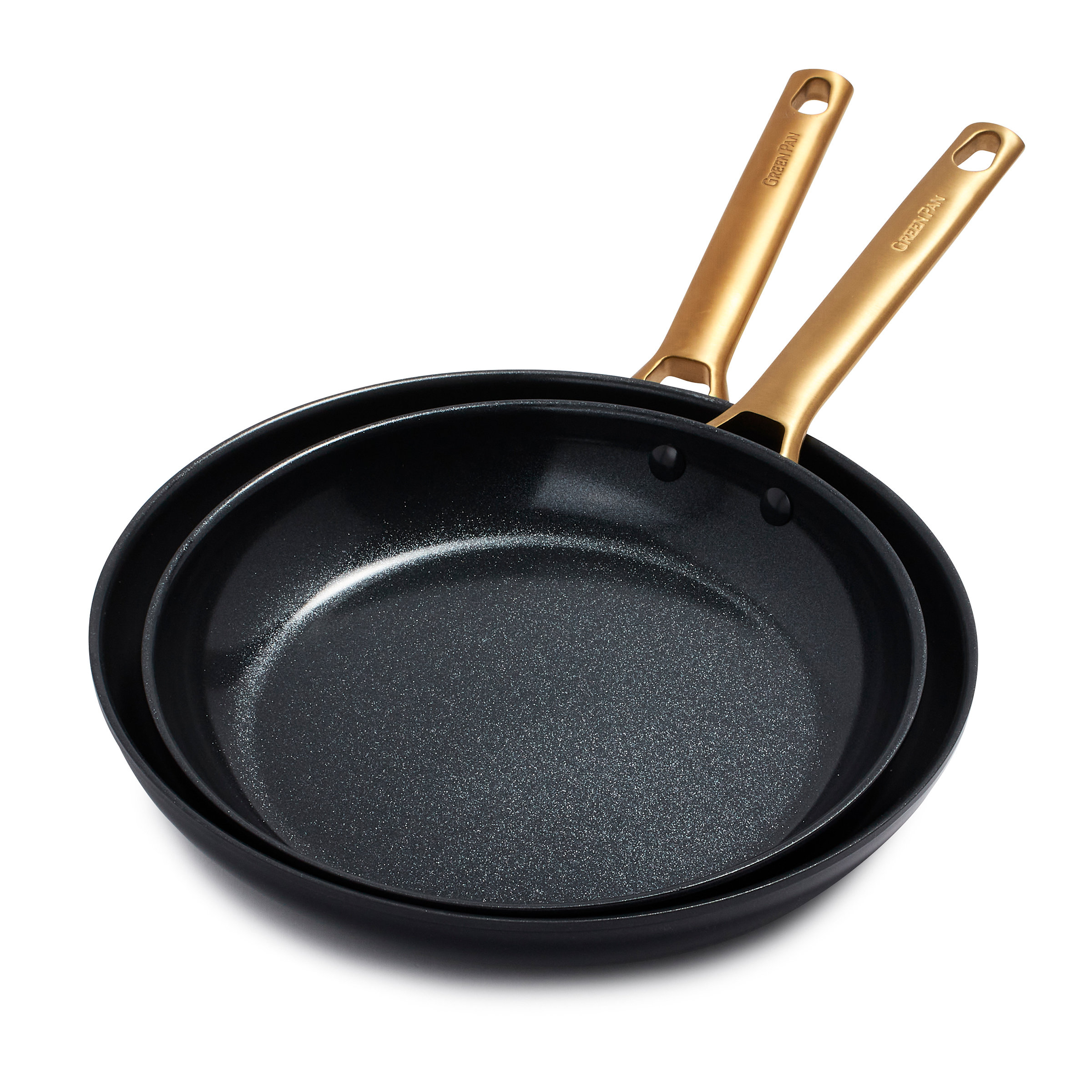 Reserve Ceramic Nonstick 10 and 12 Frypan Set | Burgundy with Gold-Tone  Handles