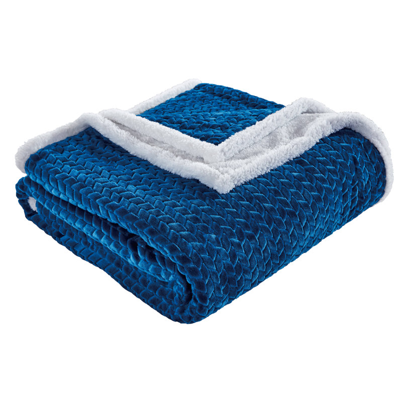 Knitted Throw Blanket, 50"W x 60"L, Royal Blue