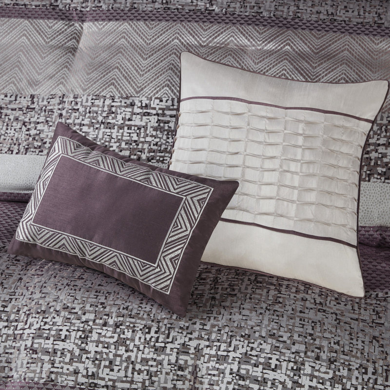 Édredon pour grand lit mauve - 7 pièces, pour chambre à coucher, Queen Comforter + 6 Additional Pieces, Purple