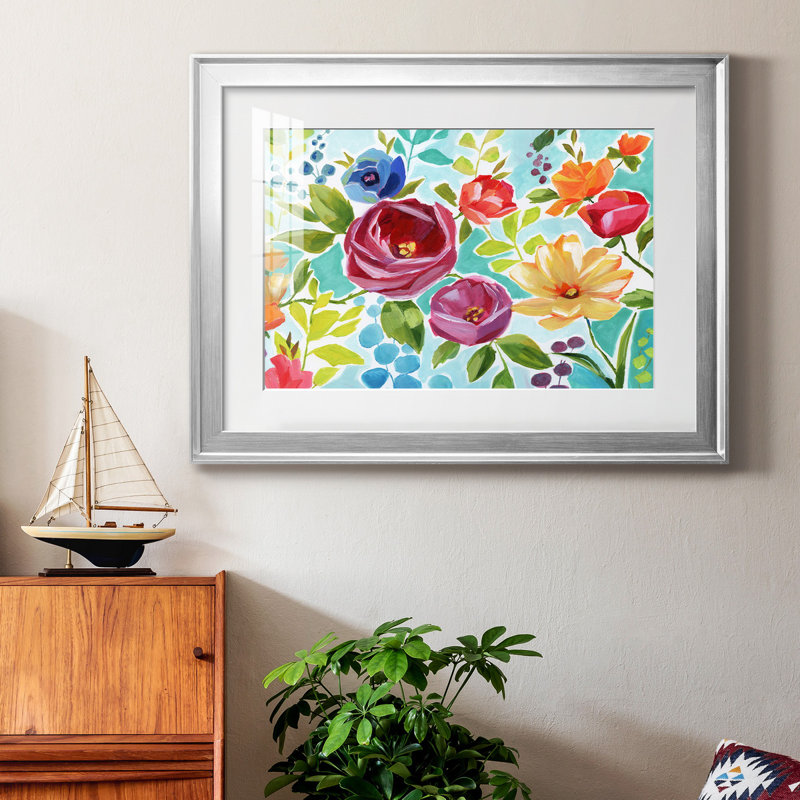 Modern Garden IV - peinture encadrée, H 22,5 po x l 30,5 po x P 1,5 po, Papier avec cadre argenté, Blanc mat