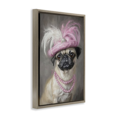 Lady Pug Portrait Floating Frame, design by Tina LeCour