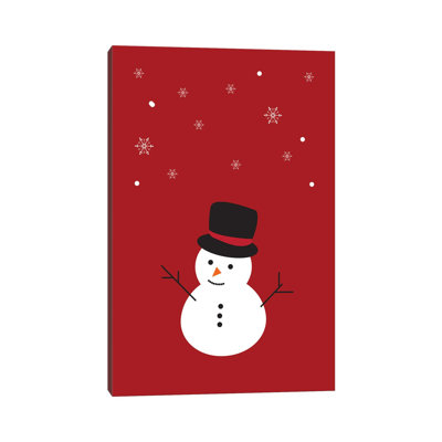 Christmas Snowman And Snowflakes by Design Harvest - Wrapped Canvas Gallery-Wrapped Canvas Giclée