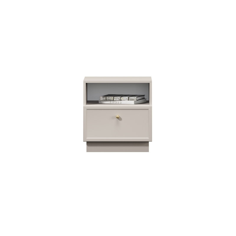 Bagga 45cm W Manufactured Wood Bedside Table, Beige Cream/Gold