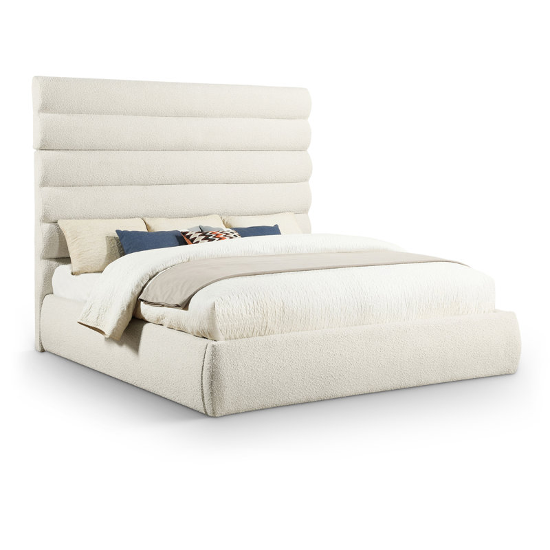 Lit en tissu Adam Boucle, Très grand, Tissu bouclé crème