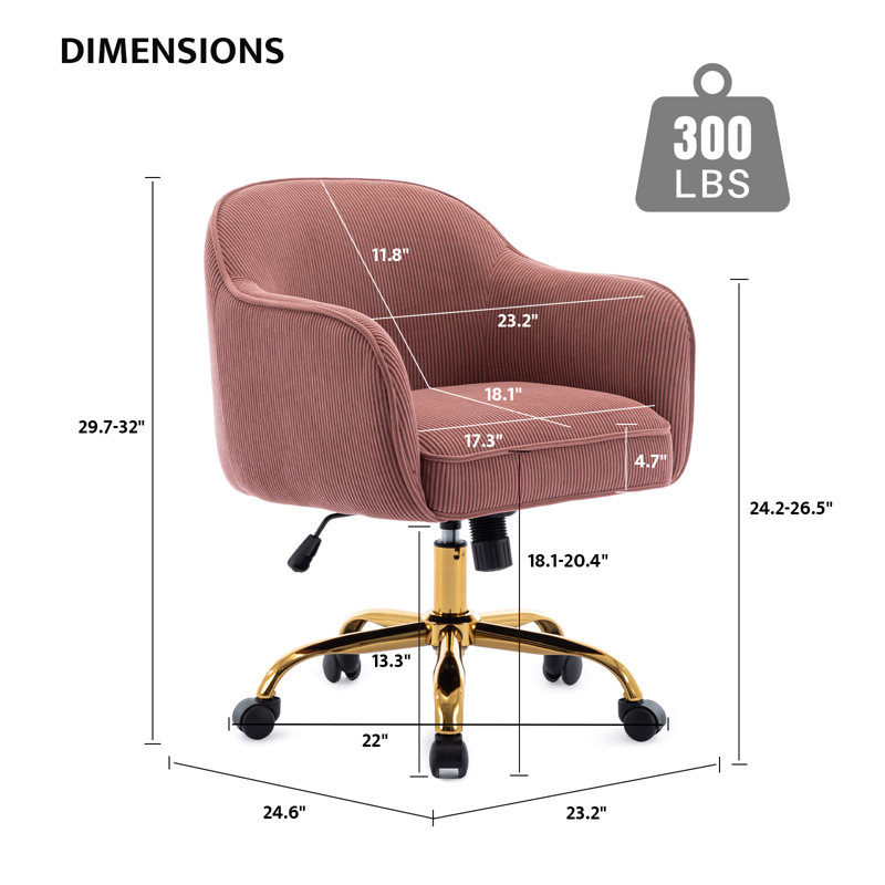 Chaise de bureau Dinorah, Rose