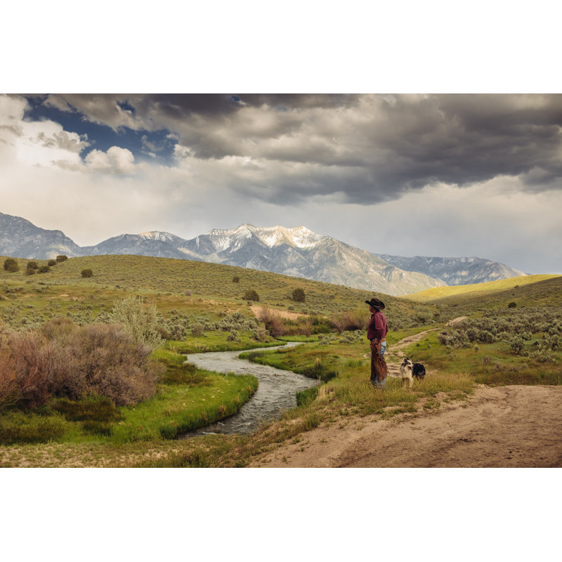 Utah Cowboy With His Dogs by Fotografia Inc. - Wrapped Canvas Print, 81cm H x 122cm W