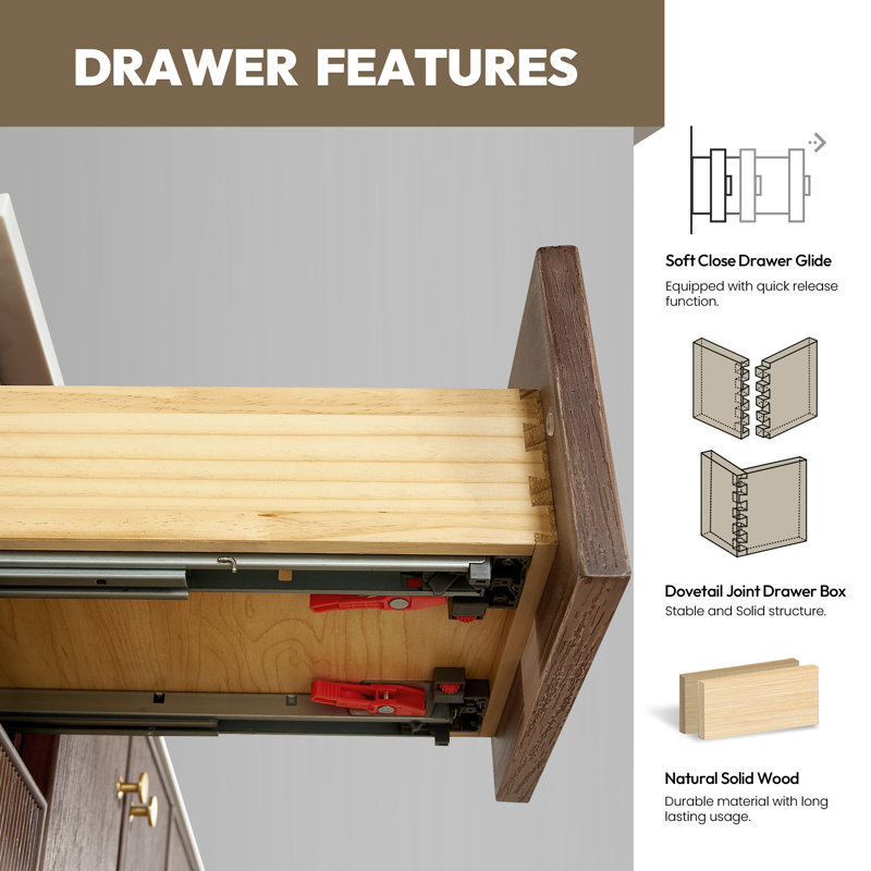 Amella 72'' Free Standing Double Bathroom Vanity with Quartz Top, Dark Brown Oak