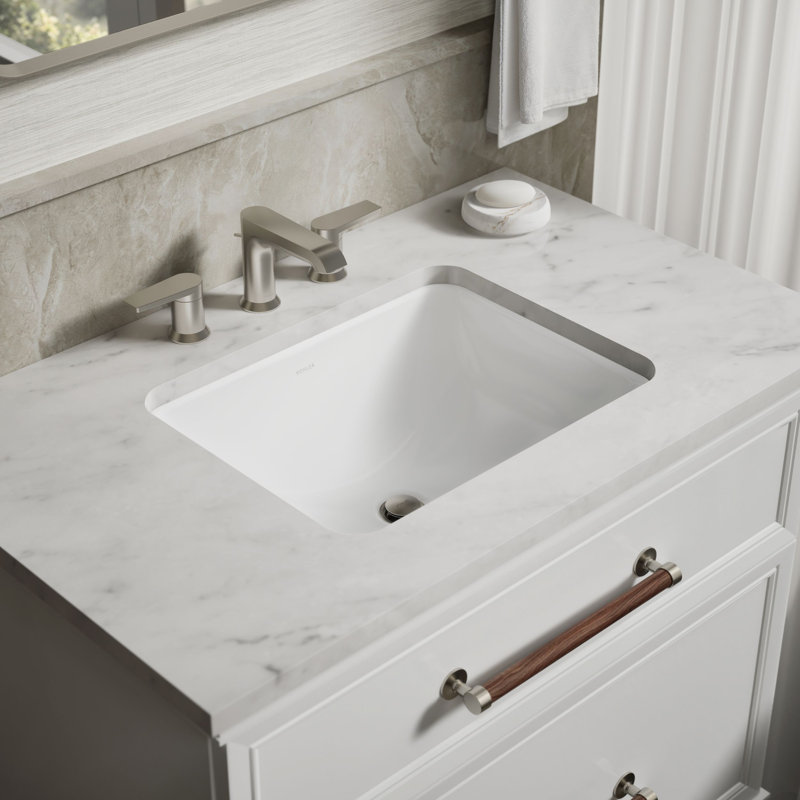 Caxton™ Kohler Rectangle 20-1/4" Undermount Bathroom Sink with Overflow, White