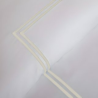 Double Embroidery Border Cotton Napkins (Set Of 4), 20" Square, White/Ivory