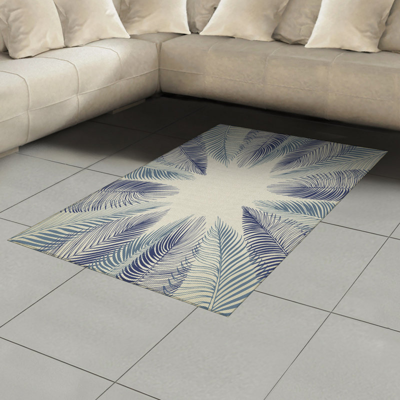 Palm Leaf High Density Long Fiber Poly Threads Decorative Area Rug Carpet, Rectangle 4' x 5'8"