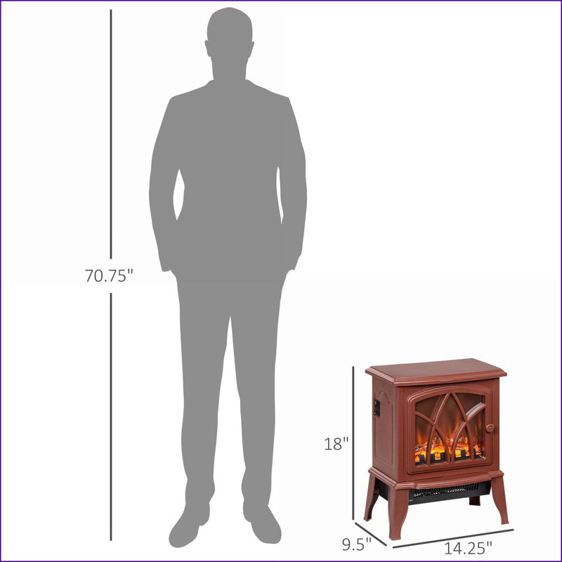 Poêle électrique 18 po avec flamme réaliste | 750 W / 1500 W, protection contre la surchauffe | Rouge rubis, plastique, Rouge