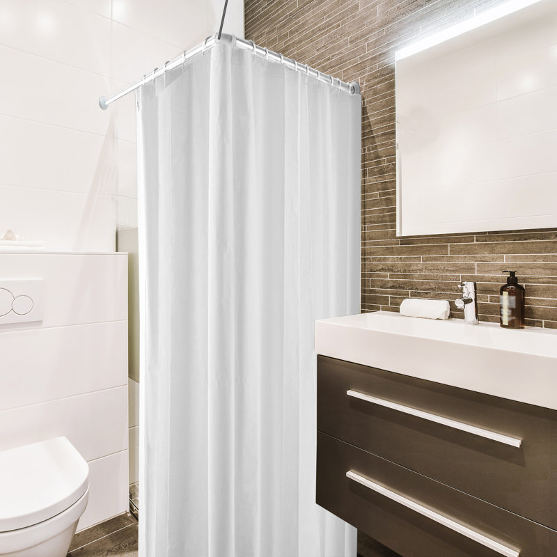 Adjustable White Aluminum Wall Mounted L-Shaped Curtain Rod