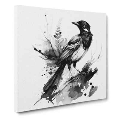 Magpie Ink Wash - Wrapped Canvas