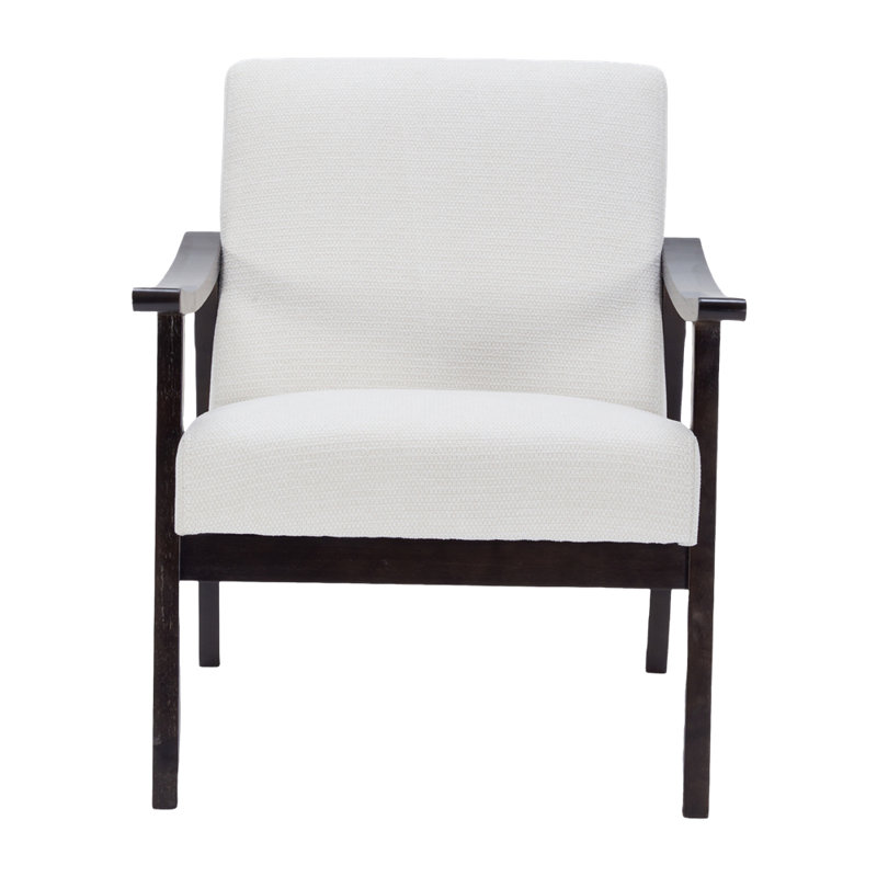 Chaise rembourrée avec pieds en bois massif, Blanc ancien