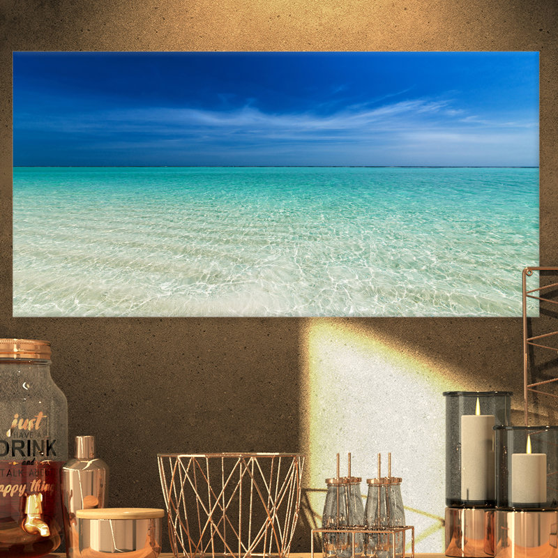 Photographie « turquoise océan under blue sky », H 16 po x l 32 po x P 1 po, Toile tendue