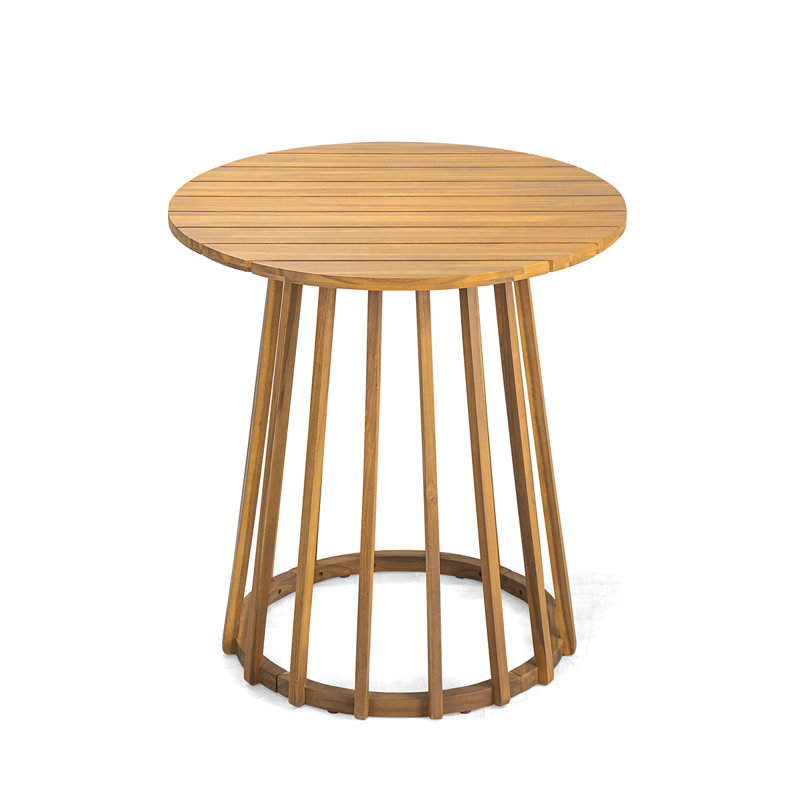 Table de salle à manger d'extérieur ronde en bois d'acacia, table bistro ronde, finition teck