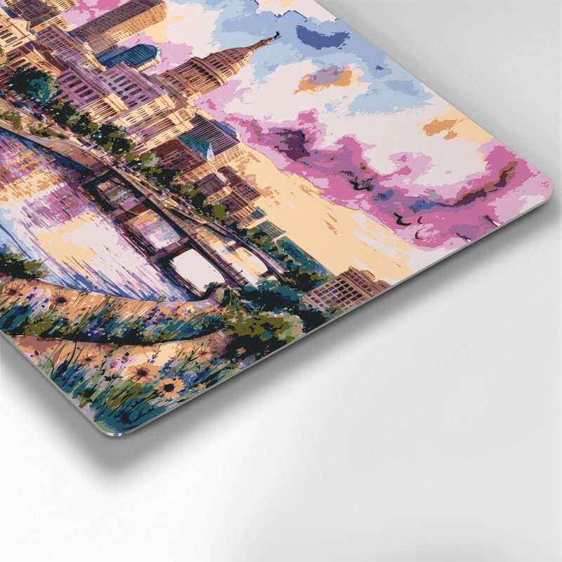 Art mural beige en métal avec cités «City Austin», H 144 po x l 216 po x P 0,05 po