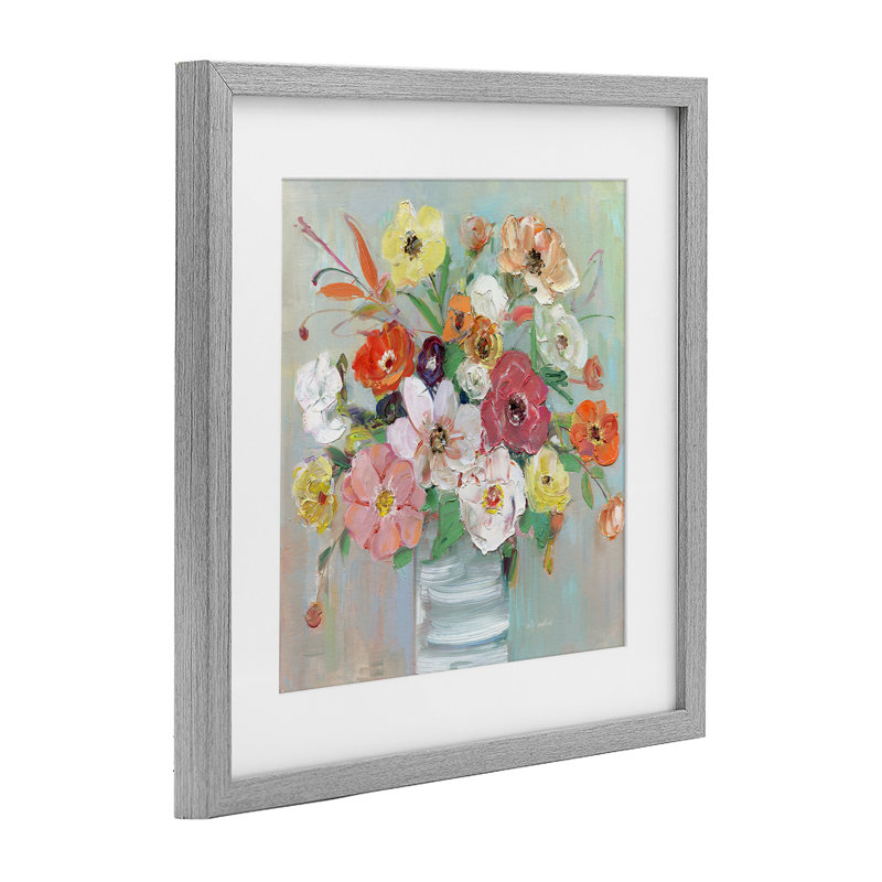 «Energetic Blossom Bouquet», reproduction d'art sous verre, conception de Sally Swatland, H 16 po x l 16 po