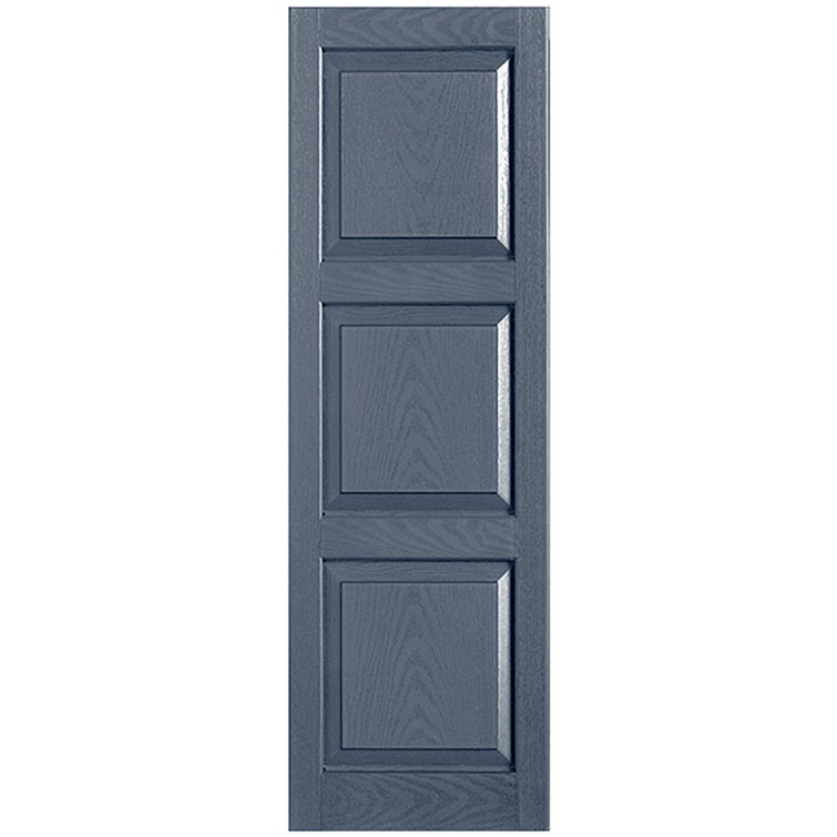 Custom Three Panel-style Raised Panel Vinyl Shutters Pair