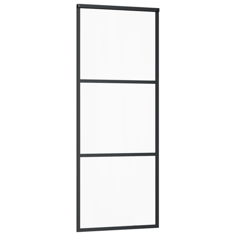 Black Aluminum and ESG Glass Sliding Door 29.9" x 80.7"