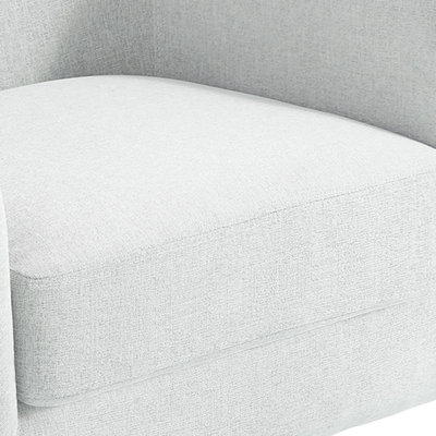 Applewold Upholstered Beige Chenille Swivel Barrel Chair with Solid Wood Base