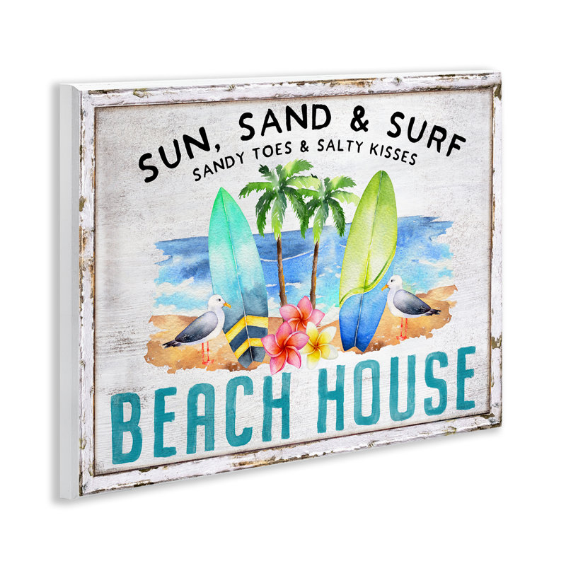  Art mural rétro, "Sun Sand & Surf" par Creatif Belle
