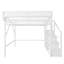Grand lit mezzanine avec escalier, grand lit mezzanine en métal avec tablettes de rangement, lit mezzanine haut avec garde-robe pour enfants adolescents, blanc (date d’arrivée prévue: 2025/7/20)