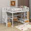 Lit mezzanine double avec bureau, tablettes et tiroirs-43702400