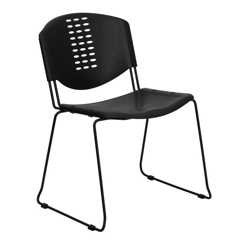 Hercules Series 400 lb Black Metal & Plastic Stackable Chair