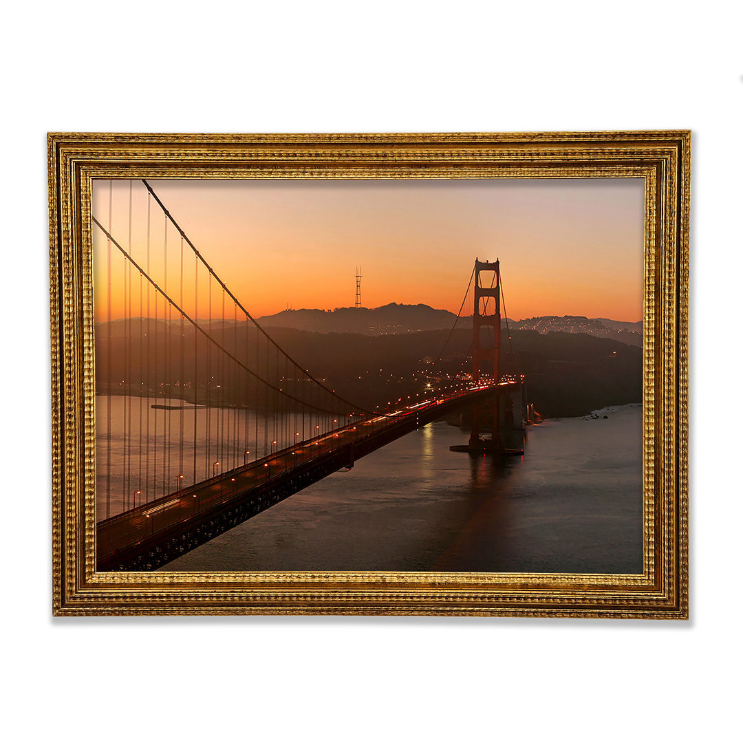 Golden Gate Bridge Sunset Glow - Einzelner Bilderrahmen Kunstdrucke