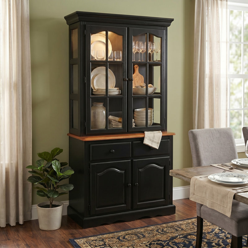 Ariyona Dining Cabinet, Antique Black / Cherry