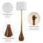 Lampe sur pied 65 po, base en faux bois 2 tons