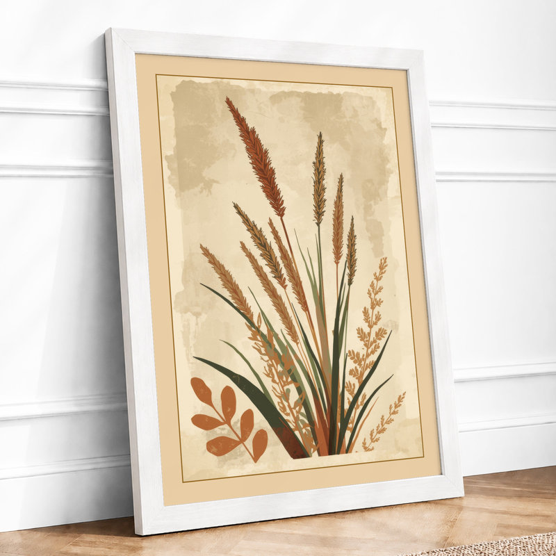 Dried Grasses Study Botanical - Framed Print, A1 - 84.1 x 59.4 cm, White