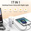 Tour multiprise avec veilleuse, 12 prises CA + 3 USB + 2 USB-C, rallonge de 10 pieds pour la maison, le bureau, le dortoir